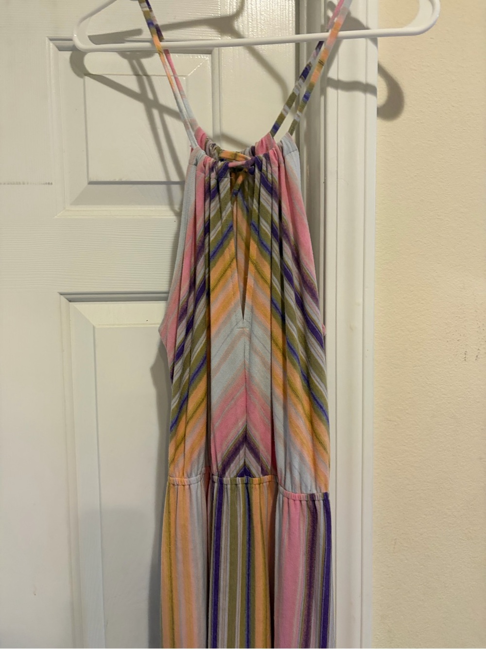 Bar III Striped Halter Maxi Dress in Pink, Yellow & Blue